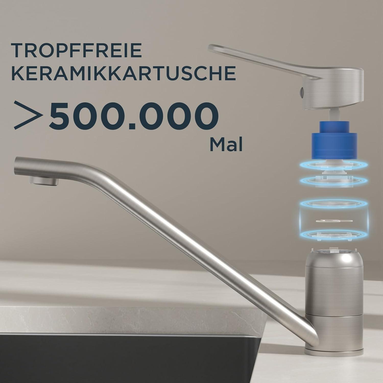 FORIOUS Edelstahl Wasserhahn Küche 360° Drehbar Hoher Bogen