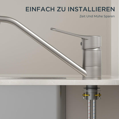 Edelstahl Wasserhahn Küche hoher Bogen 360° drehbar Einhebelmischer