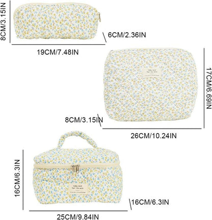 Kosmetiktasche Set Blumenmuster 3er Damen Kulturbeutel Makeup Bag