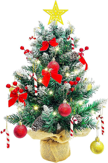 Weihnachtsbaum mit LED-Lichterkette und Dekoration 60cm