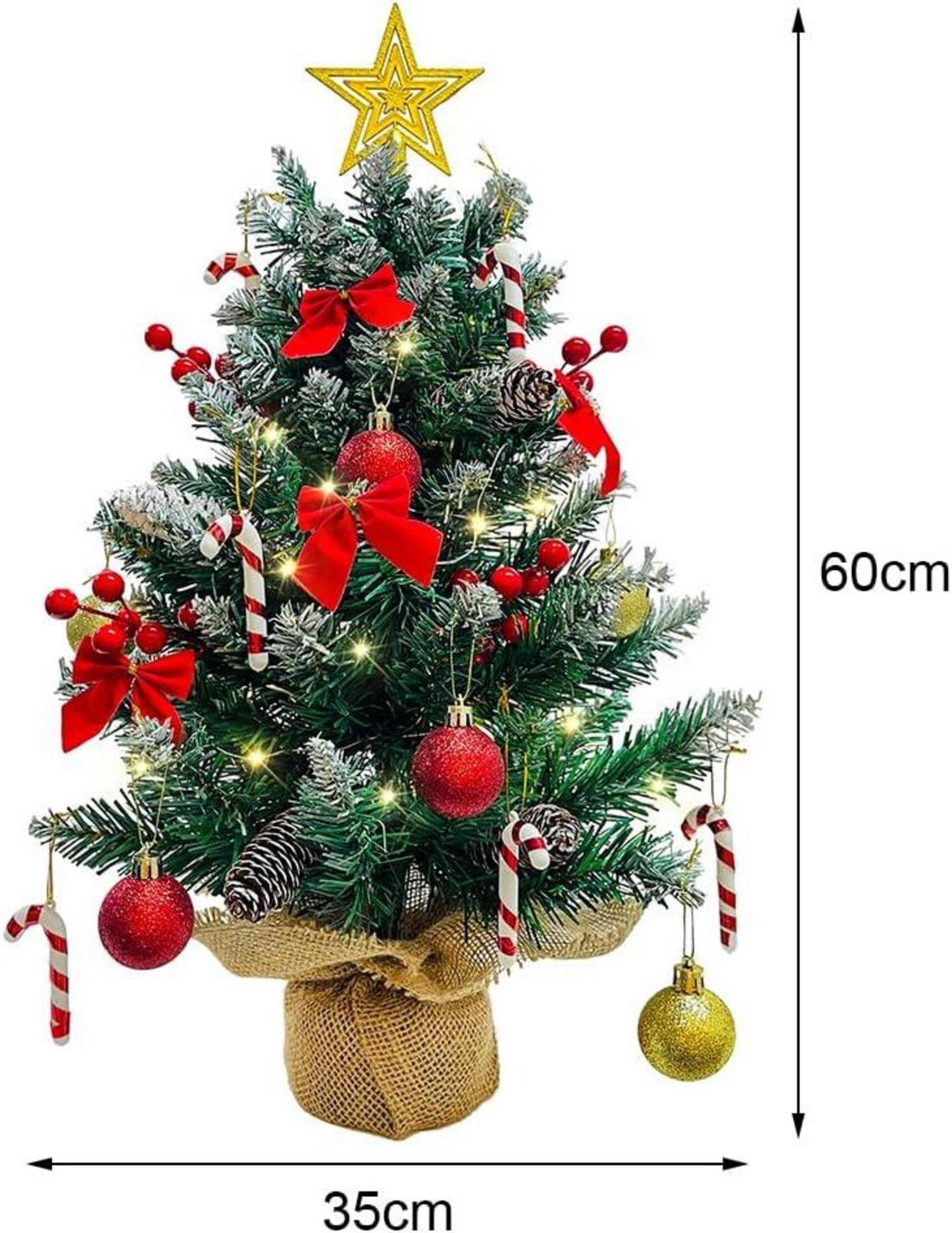 Künstlicher Weihnachtsbaum 60cm mit LED Lichterkette und Deko