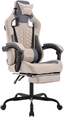 Ergonomischer Gaming Stuhl mit Fußstütze und Kopfstütze