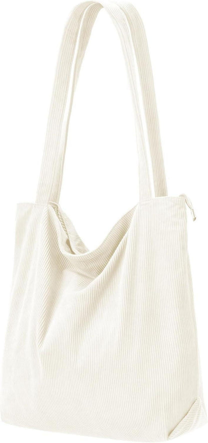 Cord Shopper Handtasche Damen Tote Bag mit Reißverschluss