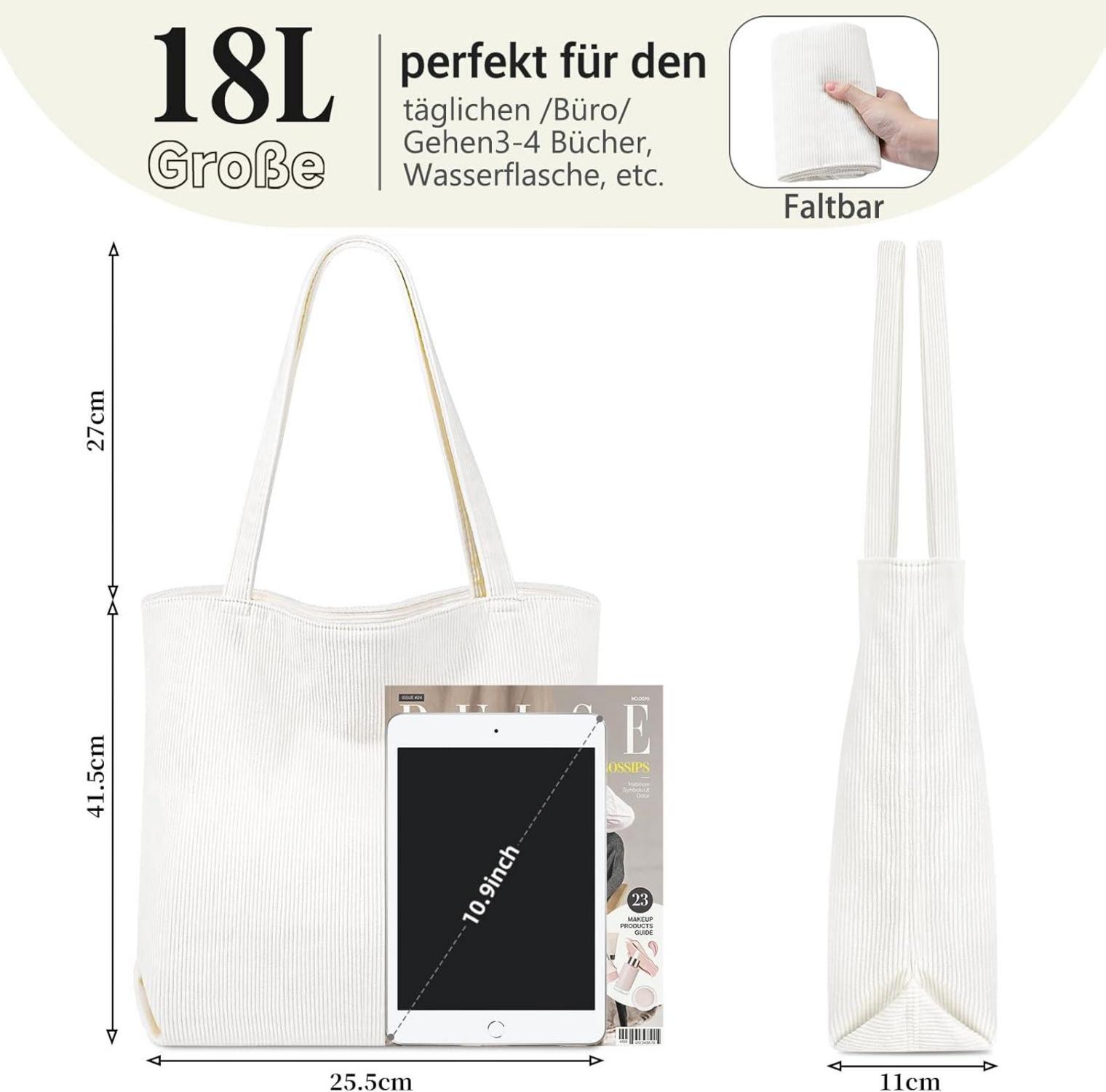 Benpen Cord Handtasche Damen Shopper Umhängetasche Tote Bag