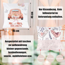Hochzeitsgeschenk Kissenbezug 45x45 mit 3 Taschen Geld