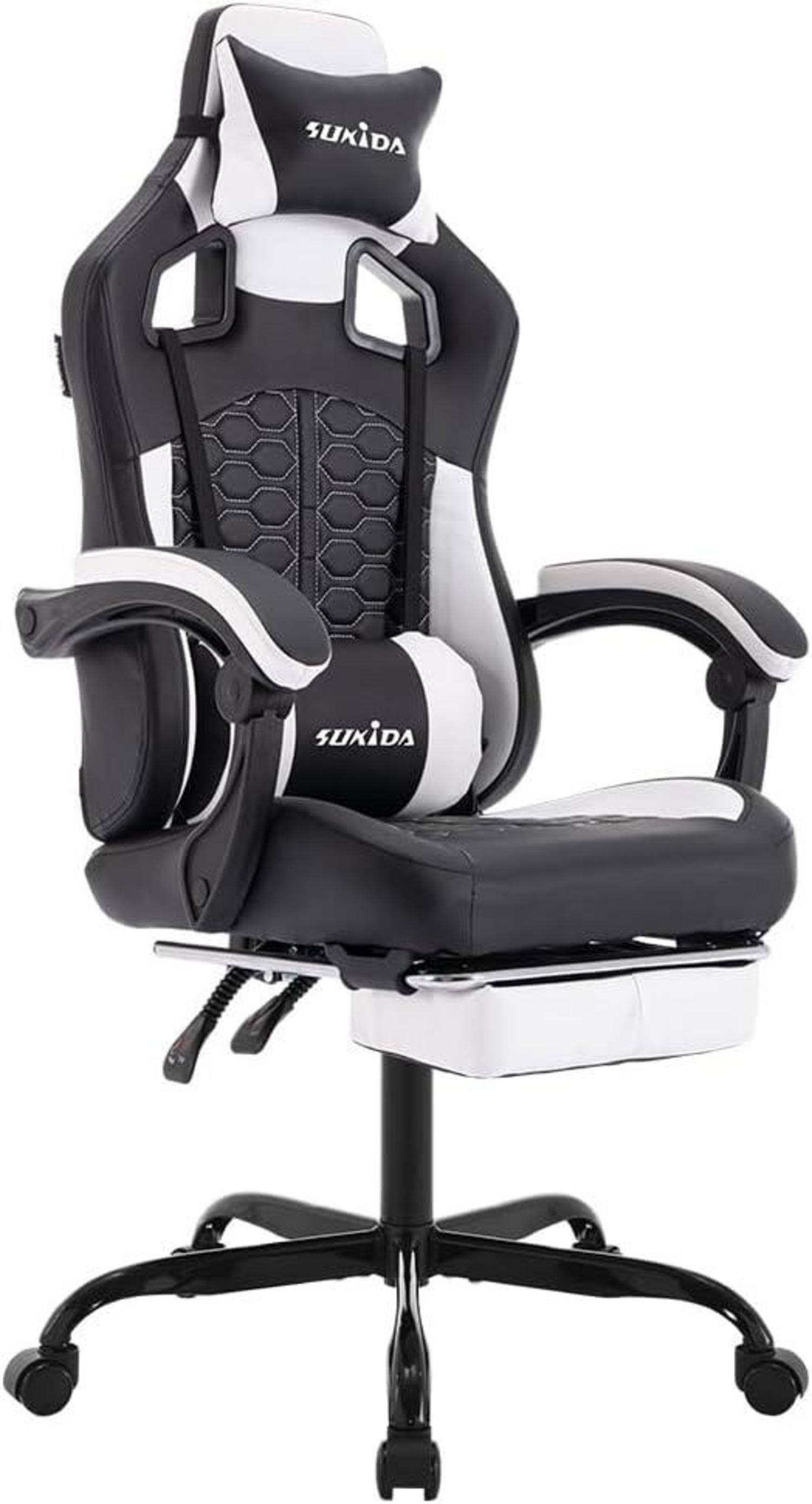 Ergonomischer Gaming-Stuhl mit Fußstütze und Kopfstütze