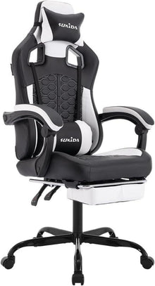 Ergonomischer Gaming-Stuhl mit Fußstütze und Kopfstütze