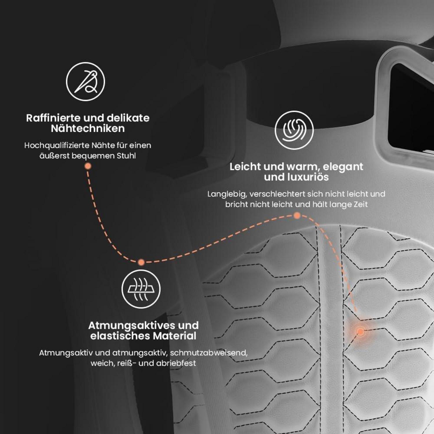 Ergonomischer Gaming-Stuhl mit Fußstütze & Kopfstütze - Schwarz