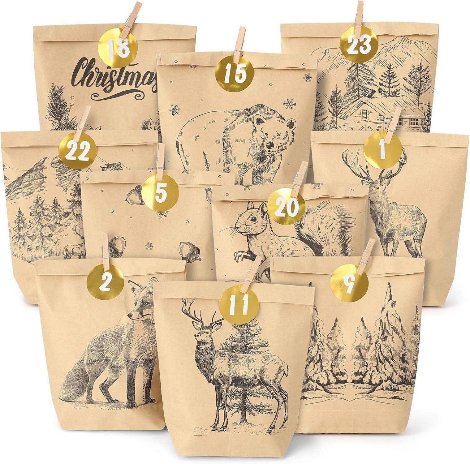 Adventskalender zum Befüllen mit Aufkleber und Holzklemme