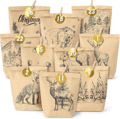 Adventskalender zum Befüllen mit Aufkleber und Holzklemme