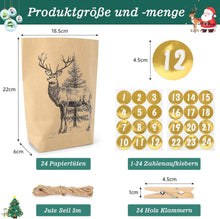 2024 Adventskalender Bastelpapier Weihnachtsmuster Tüten mit
