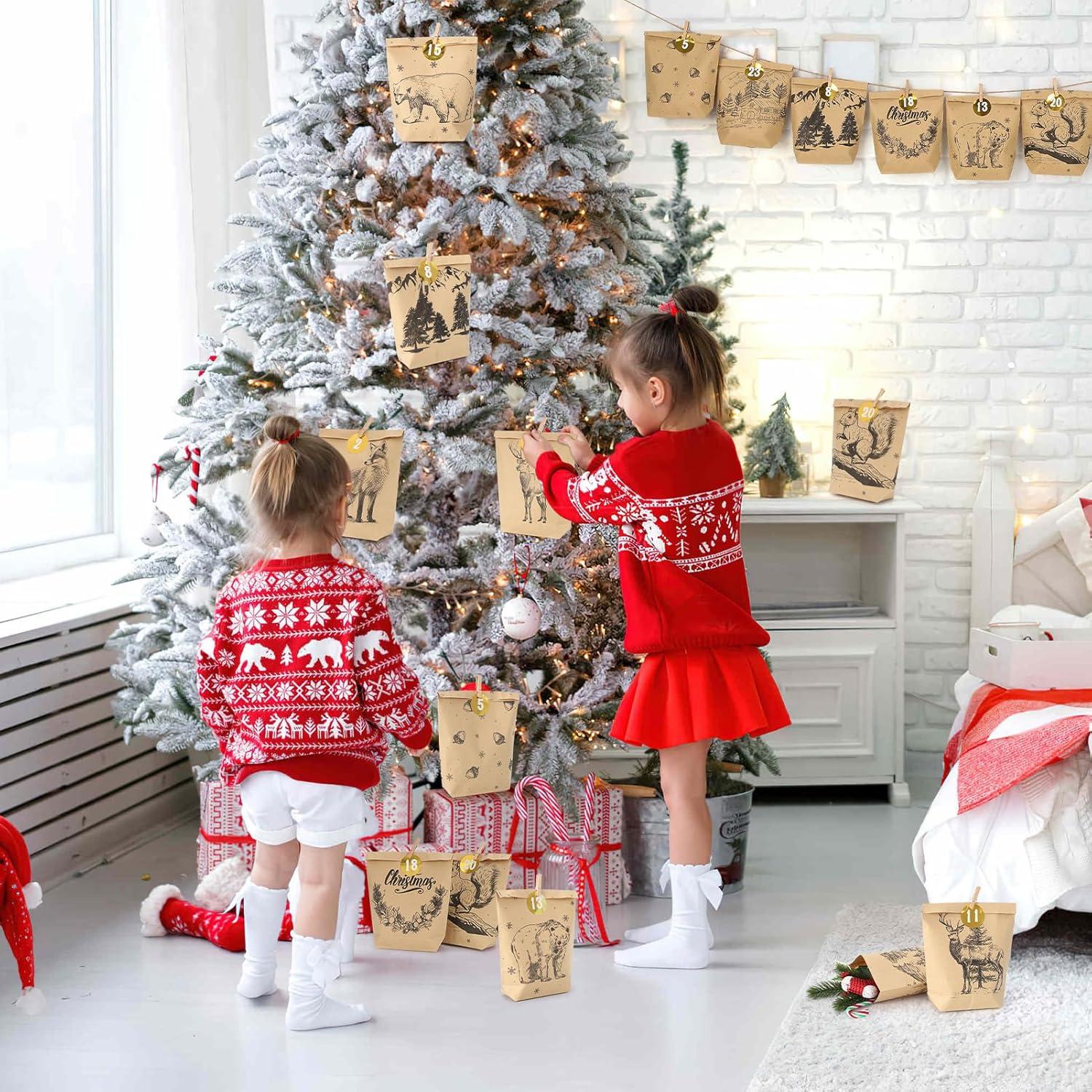 Adventskalender 24 Geschenktüten Weihnachtskalender Bastelpapier DIY