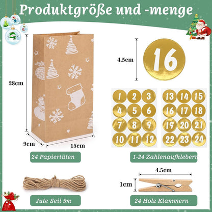 Adventskalender zum Befüllen mit Aufkleber und