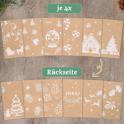 Adventskalender Set zum Befüllen mit Aufkleber und Holzklemme - Cozy Winter Design