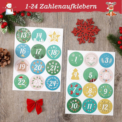 Adventskalender zum Befüllen mit Tüten, Aufklebern und Holzklemme