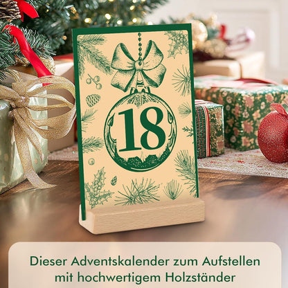 Adventskalender 2024 mit Achtsamkeitskarten Holzständer