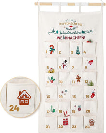 Adventskalender Stoff Wandkalender 70x130cm Beige