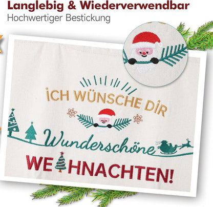 Adventskalender Stoff Wandkalender 70x130cm Beige