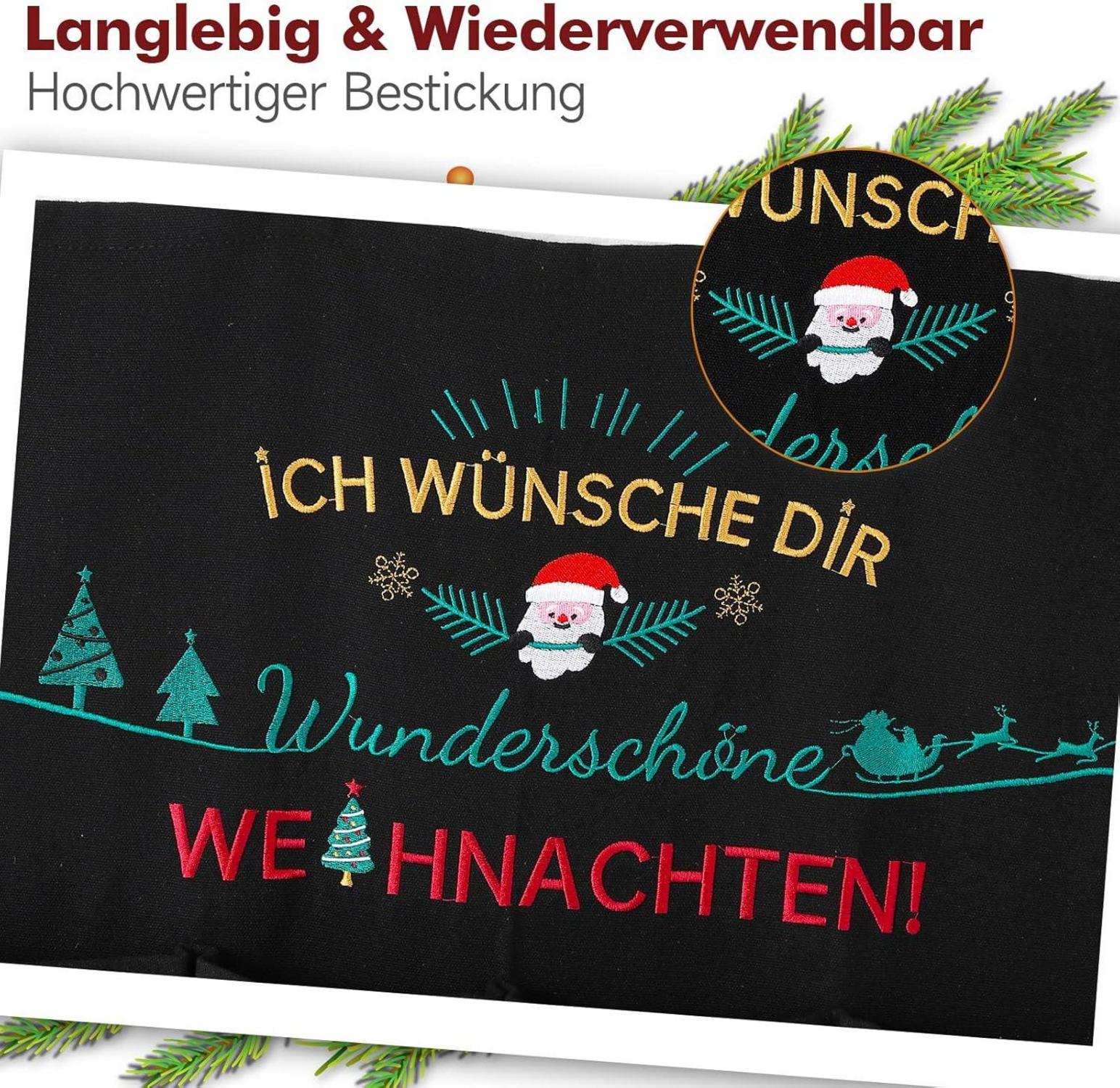 Adventskalender zum Befüllen 70x130cm Stoff Weihnachtsdeko Schwarz