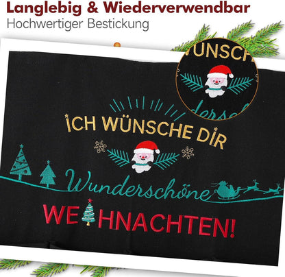 Adventskalender zum Befüllen 70x130cm Stoff Weihnachtsdeko Schwarz