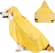 Hunde Regenmantel Wasserdicht mit Reflektorstreifen Gelb - Größe L
