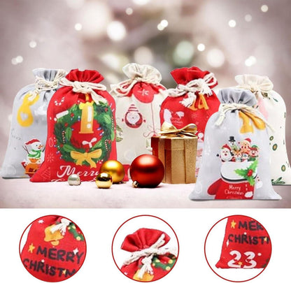 Adventskalender zum Befüllen 24 Stoffbeutel Weihnachtskalender 2024 Hirsch Muster