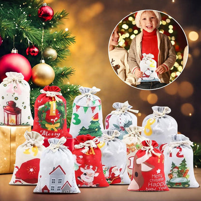 HORDUET Adventskalender Set 24 Stoffbeutel Weihnachtsdeko 13x18cm