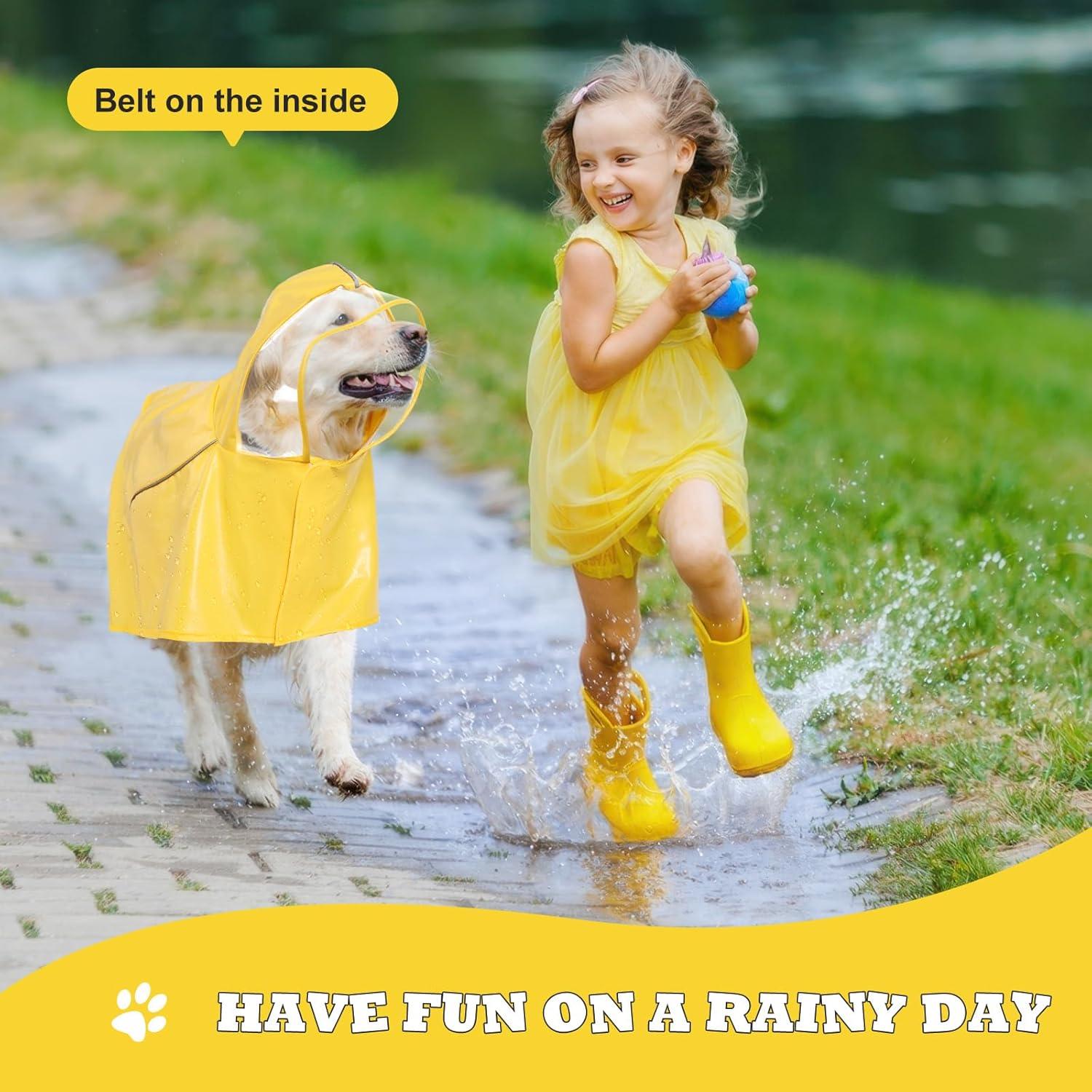 Hunde Regenmantel Gelb Wasserdicht Reflektorstreifen Kapuze Magic Tape 3XL