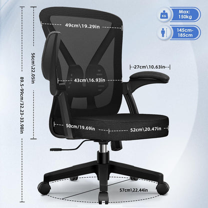 Ergonomischer Bürostuhl mit Lendenwirbelstütze, Höhenverstellbar