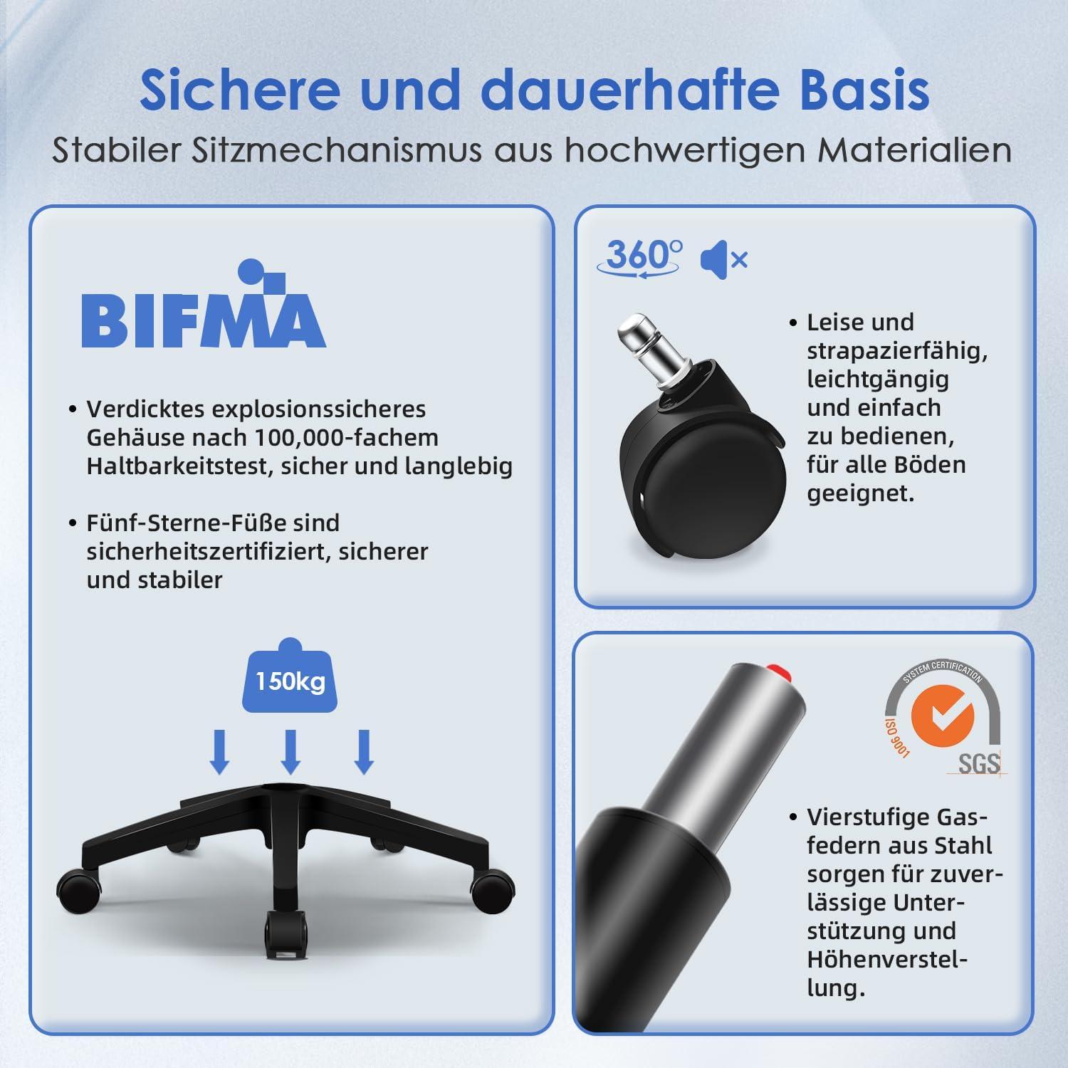 Bürostuhl Schwarz Ergonomisch mit klappbaren Armlehnen 150 kg
