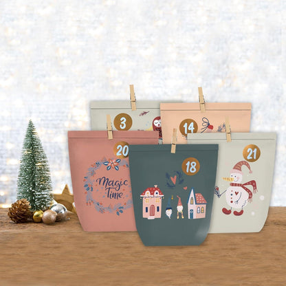 Adventskalender Kraftpapiertüten 24 Weihnachtstüten