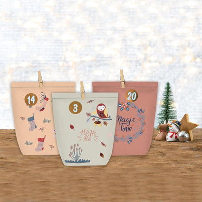 Adventskalender Kraftpapiertüten 24 Weihnachtstüten