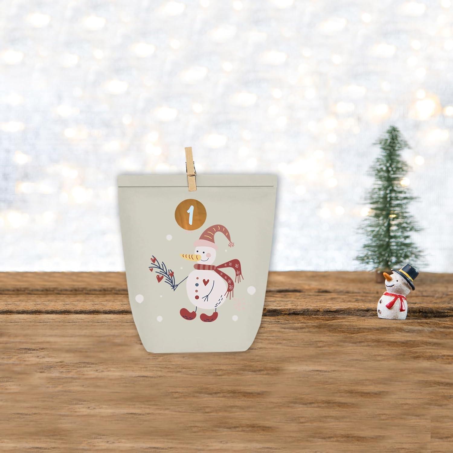 Adventskalender zum Befüllen 24 Weihnachtstüten Zahlensticker Bunt