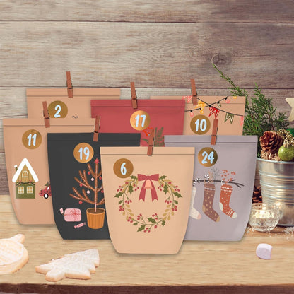 Adventskalender Bastelset mit Papiertüten zum Selbstbefüllen
