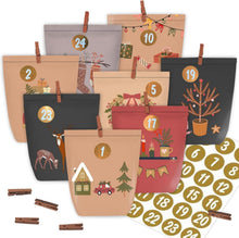 Adventskalender Papiertüten Weihnachten Zahlen Aufkleber