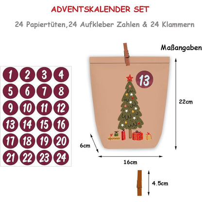 Adventskalender zum Basteln und Befüllen, 24