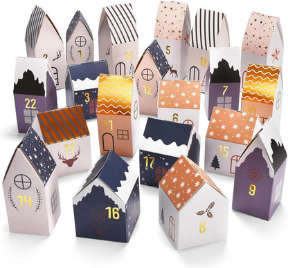 Adventskalender zum Befüllen 24 Weihnachtsdorf Hausform Bastelset