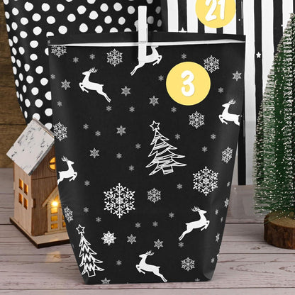 Adventskalender Bastelset Schwarz Weiß 24 Tüten