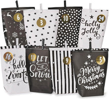 Adventskalender zum Befüllen Kraftpapier Tüten Weihnachten Schwarz