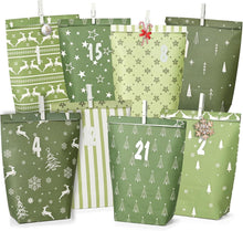 Adventskalender Tüten selbst befüllen grüner Stil