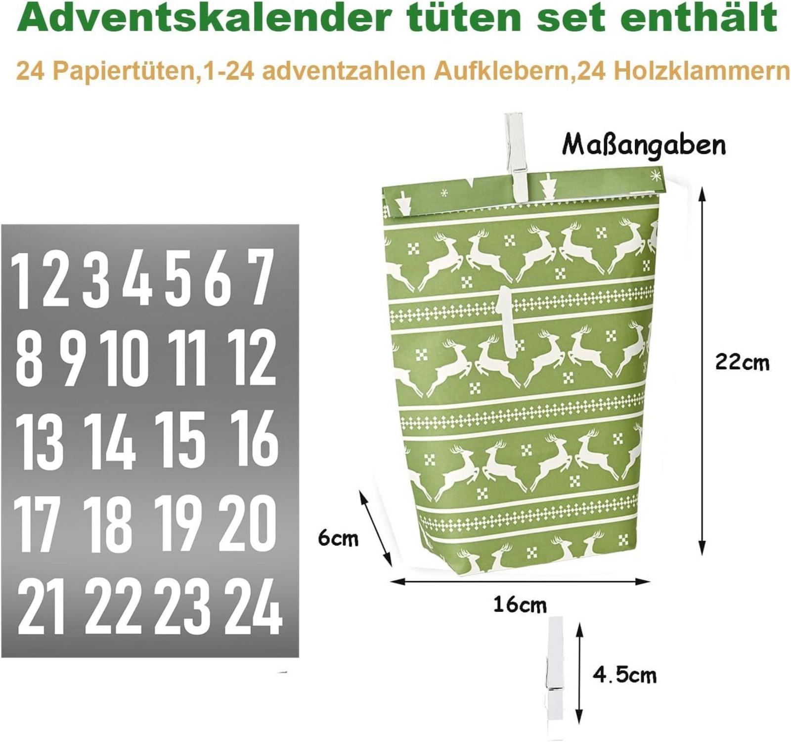 Grüne Weihnachtstüten zum Selbstgestalten
