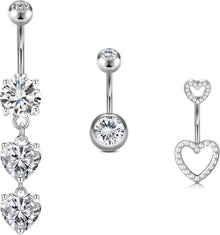 Bauchnabelpiercing Herz Edelstahl CZ 14G 10mm Piercing Silber Gold