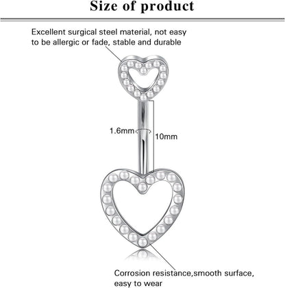 Bauchnabelpiercing Herz Edelstahl CZ 14G 10mm Piercing Silber Gold
