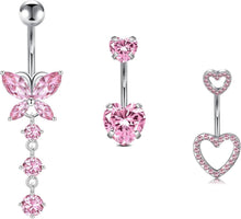 3stk Herz Bauchnabelpiercing Edelstahl CZ 14G 10mm Piercing Silber