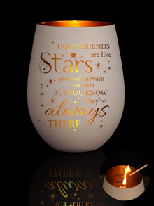 Teelichthalter Freunde Geschenke Glas Gravur Candle Holder