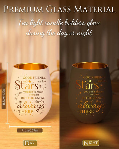 Teelichthalter Freunde Geschenke Glas Gravur Candle Holder