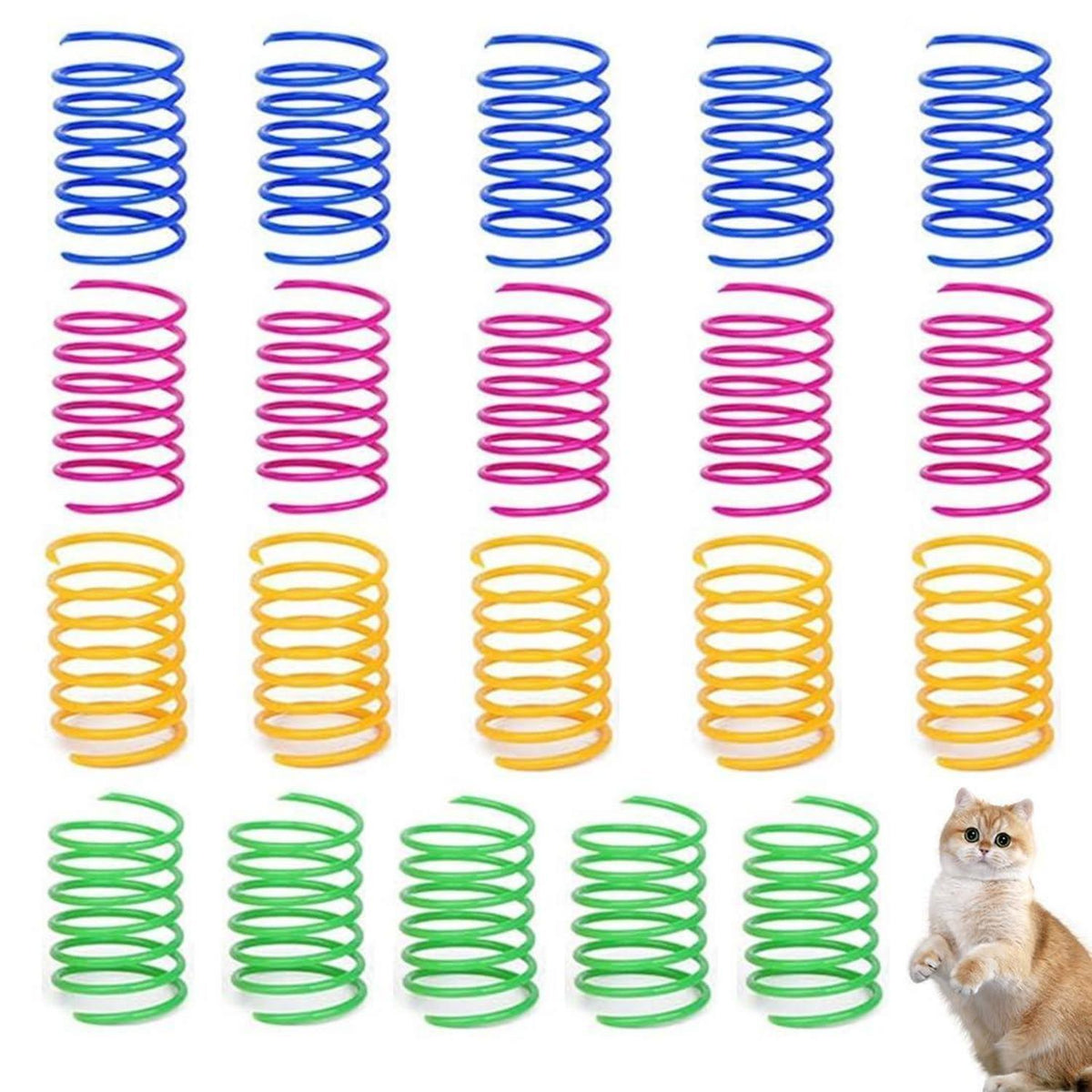 20x Katzenspielzeug Spirale - Bunte Federspielzeuge für Katzen