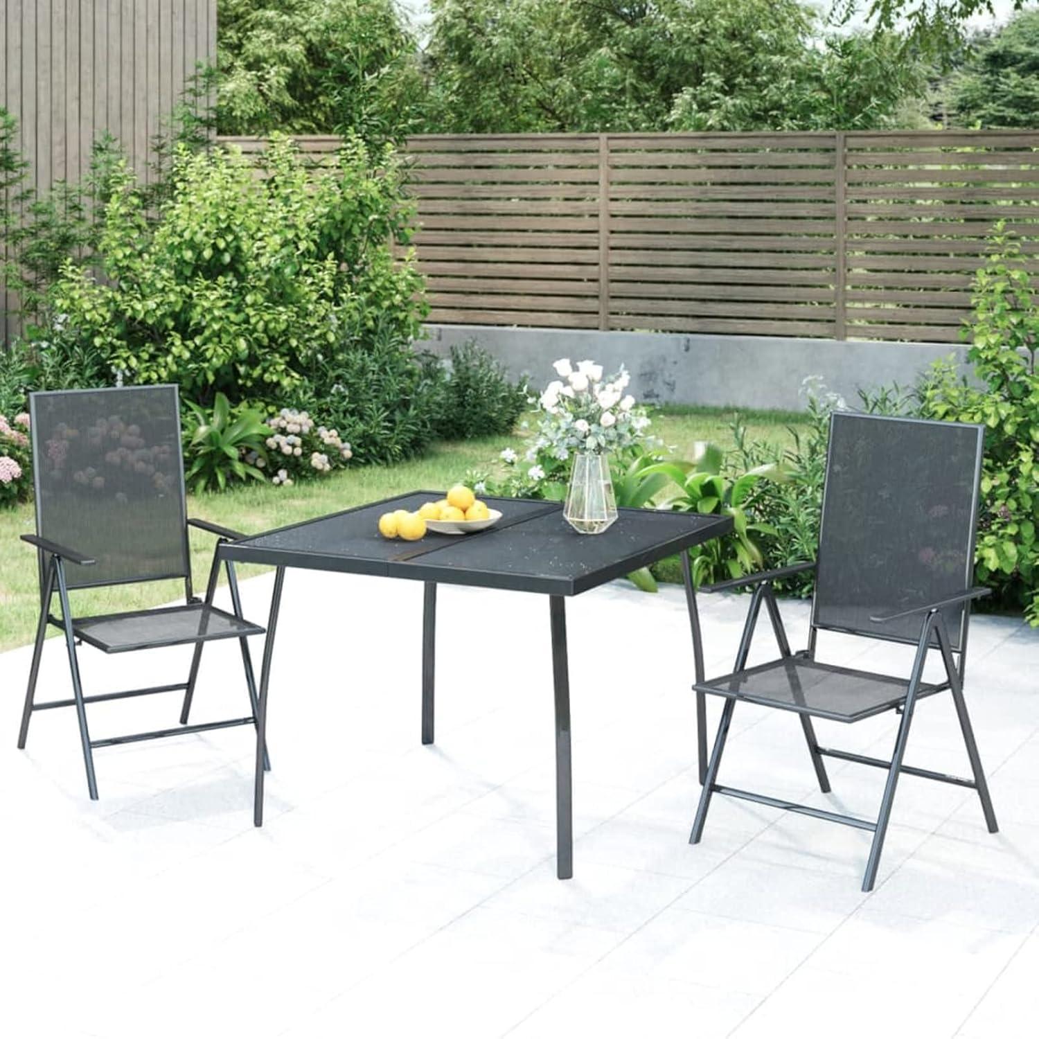 Gartenmöbel Set 2 Personen Stahl Essgruppe Verstellbar Klappbar