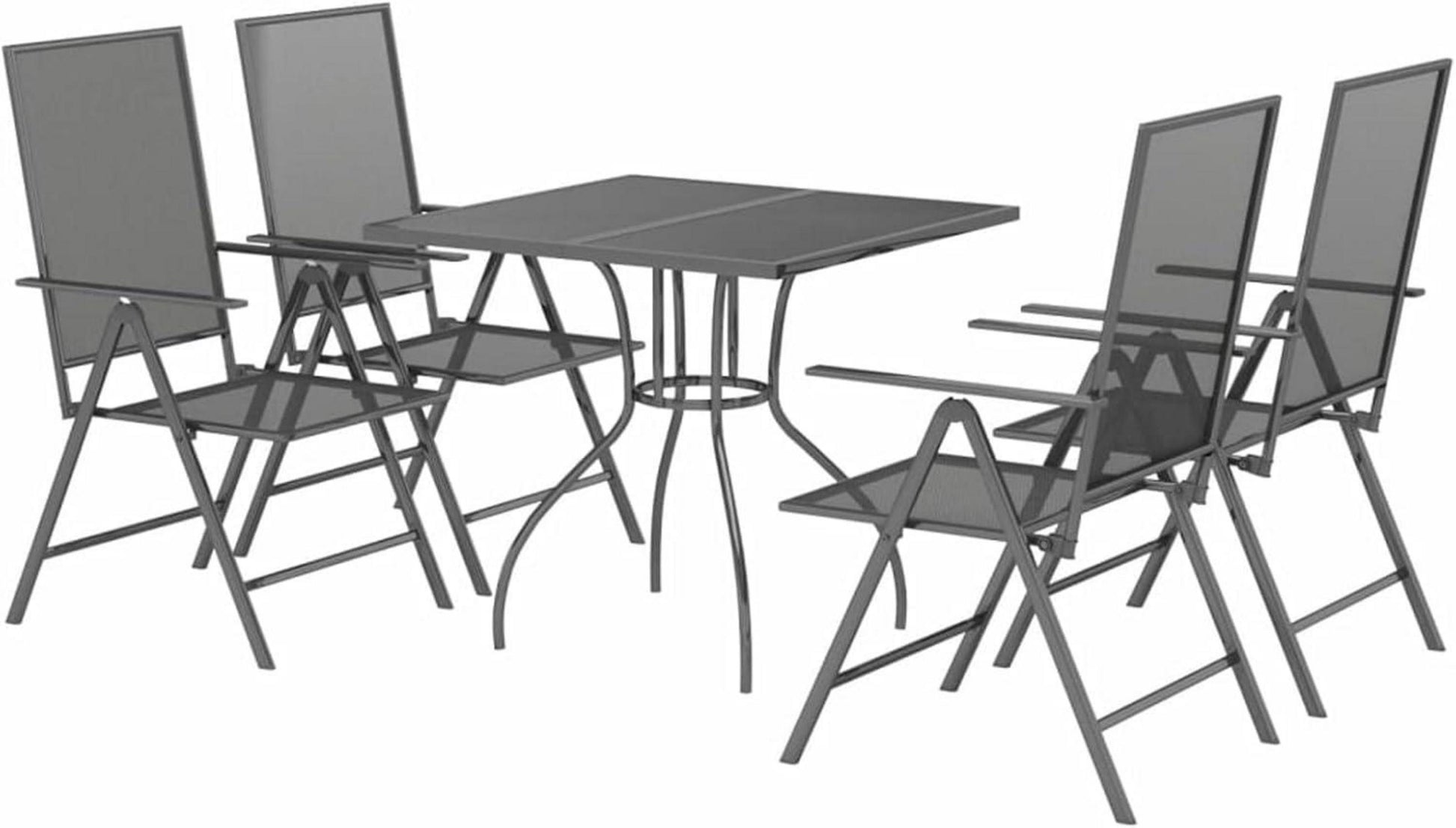 Garten Essgruppe 4 Personen Stahl 5-tlg Verstellbare Stühle & Tisch
