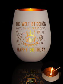 Windlicht mit Gravur - Geburtstagsgeschenk für Frauen, Teelichthalter